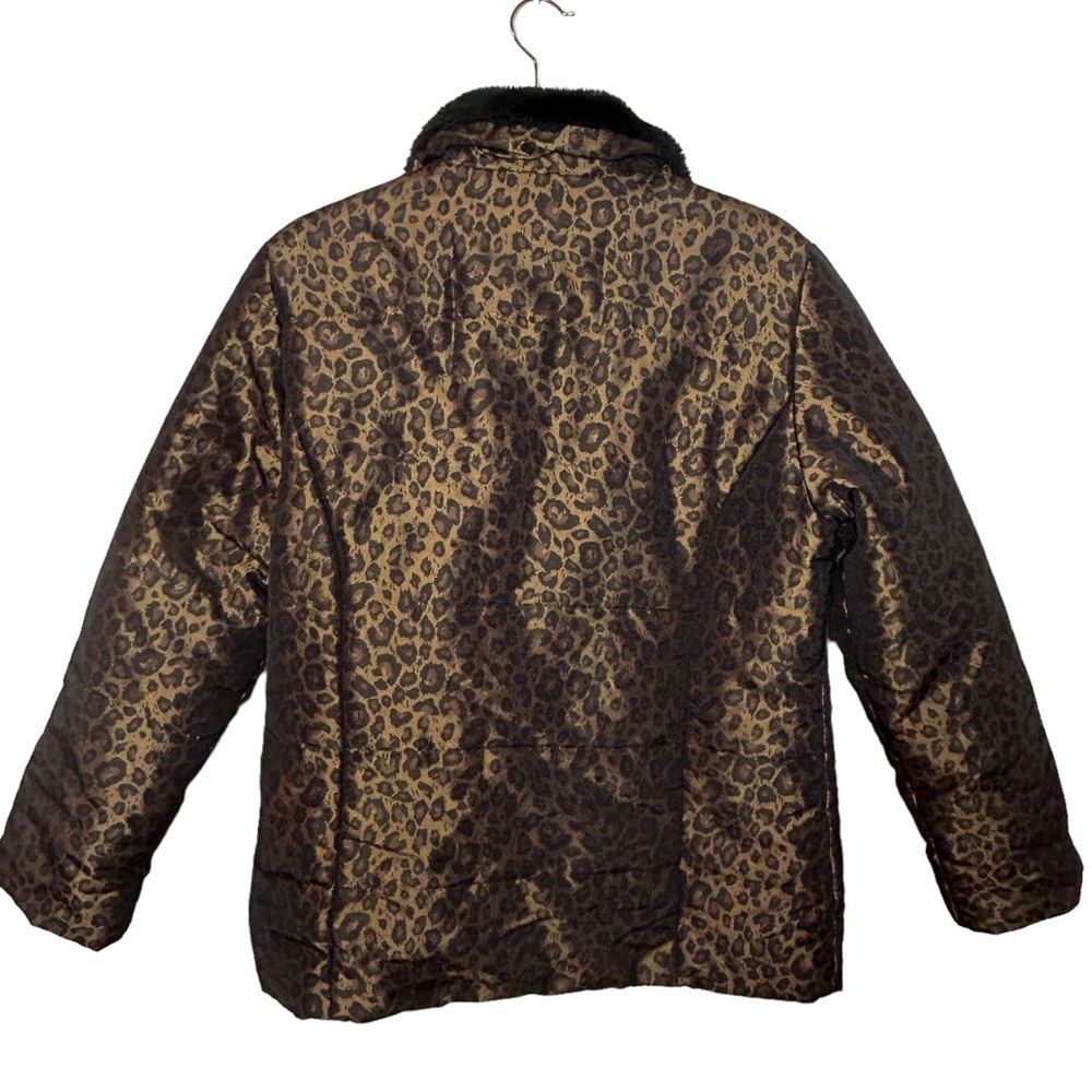 Donna Salyers Fabulous Furs Leopard print Faux Fur Collar Puffer Jacket - Picture 3 of 13